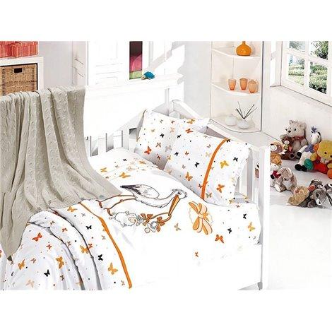 Дитяче постільна білизна c плетеним покривалом First Choice Nirvana Baby Stork Oranj