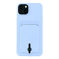 Чехол TPU Colorfull Pocket Card противоударный с картхолдером для iPhone 15 Plus пурпурный с матовой поверхностью LS-33474