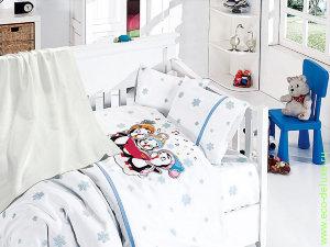 Детское постельное белье c вязаным покрывалом First Choice Nirvana Baby Penguins Mavi