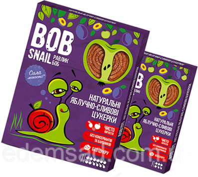 Натуральні цукерки BobSnail з яблуком і сливою, 60 г