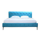 Двоспальне ліжко "Ultramarine" 160*200 з м'яким візерунковим узголів'ям в плитках, на дерев'яних ніжках, фото 3
