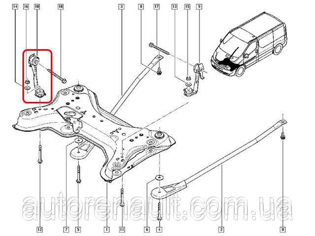 Кронштейн подвески передней балки (cправа, спреди) на Рено Трафик 01-> Metalcaucho (Испания) - 05312 - фото 2 - id-p35183111