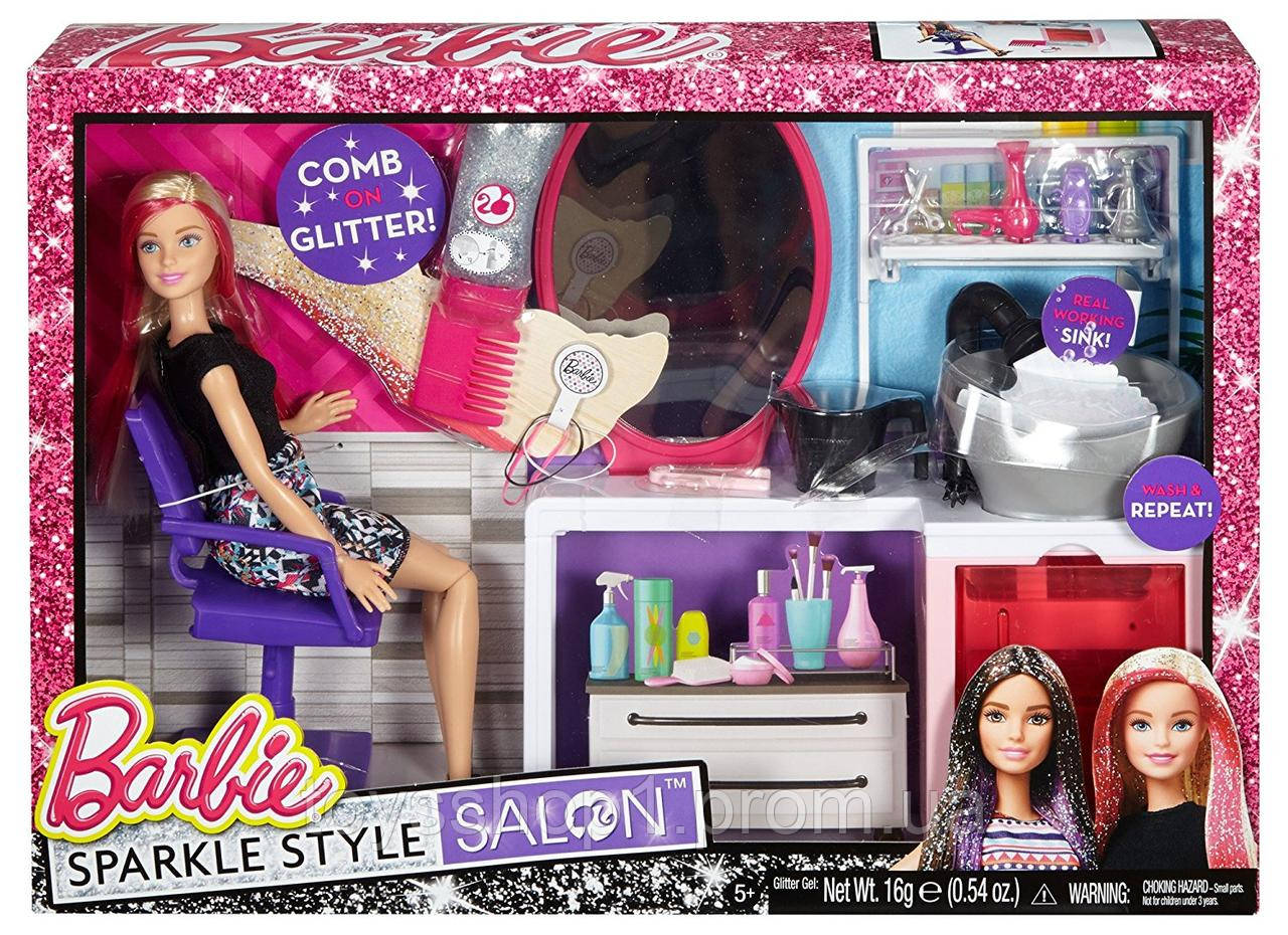 Barbie sparkle style salon & blonde on sale doll playset