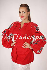 Блуза бохо вишита червона, вишиванка, в етностилі