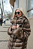 Шикарна шуба з хутра кухонні камінці, відкладний комір, довжина 80 см, фото 3