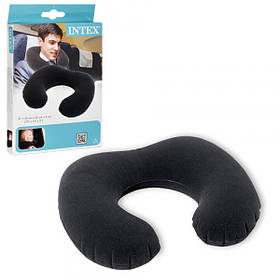 Подушка-підголовник 68675 Intex Travel Pillow розмір 36-30-10см, надувна, чорна, флокове покриття, в коробці 14-12-4см.