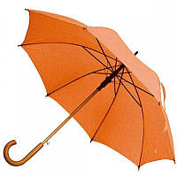 Зонт-трость TOPRAIN напівавтомат, з дерев'яною вигнутою ручкою, помаранчевий, від 10 шт