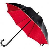 Зонт-трость 45197, двоколірний, ручка пластик, чорний з червоним, від 10 шт.