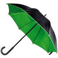 Зонт-трость 45197, двоколірний, ручка пластик, чорний з зеленим, від 10 шт.