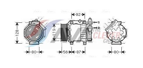 Компрессор кондиционера для FORD FOCUS 2 (DA, HCP, DP) 2004-2012 AVA #FDAK431
