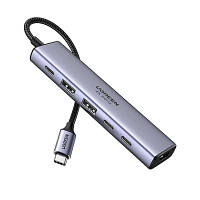 Концентратор Ugreen USB-C to HDMI + 2xUSB 3.2 + 2xUSB-C 3.2 + PD CM511 gray 35999 barca