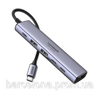 Концентратор Ugreen USB-C to HDMI + 2xUSB 3.2 + 2xUSB-C 3.2 + PD CM511 gray 35999