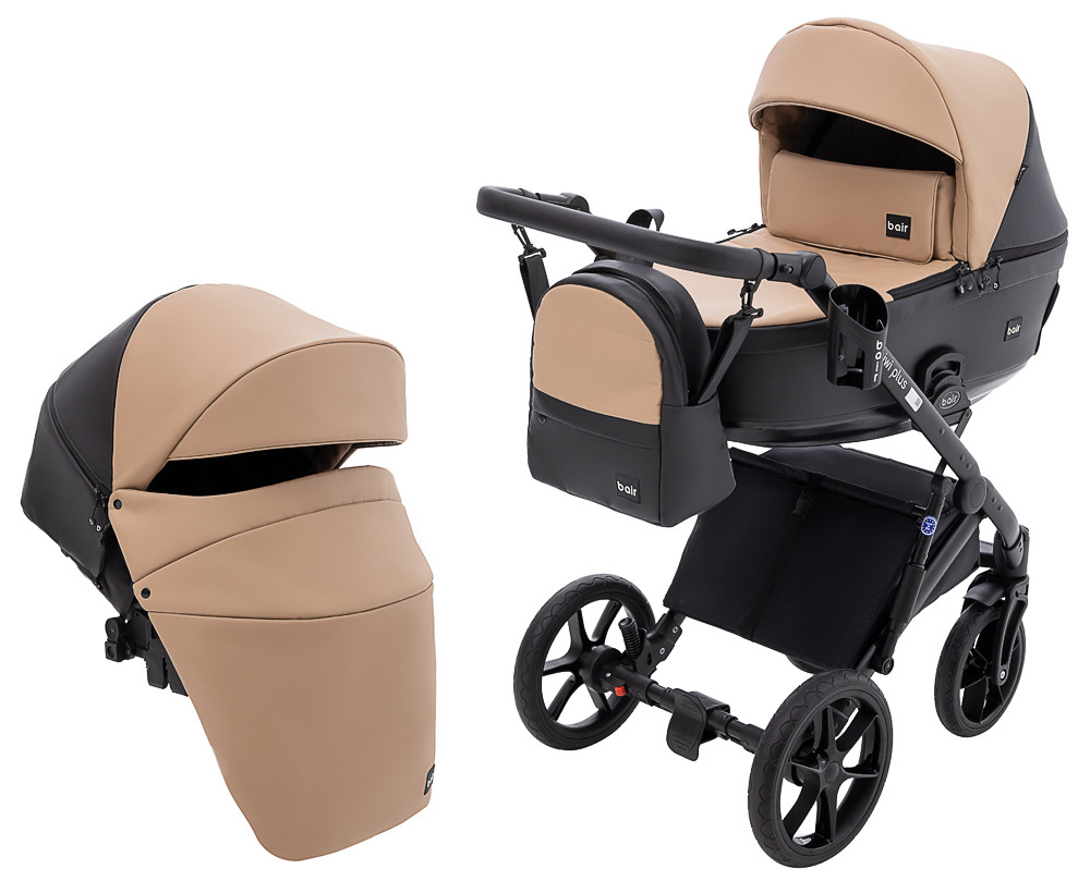Коляска 2 в 1 Bair Kiwi Plus ECO BKP-18/15 капучино / черный, фото 1