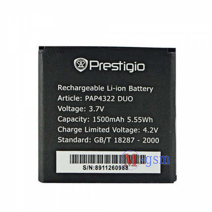 Акумулятор Prestigio MultiPhone 4322 Duo / DUO (1450-1500 mAh), фото 2