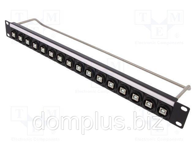 Патч-панель; USB B; крепление на винтах; стойка; M3; высота: 1U, фото 1