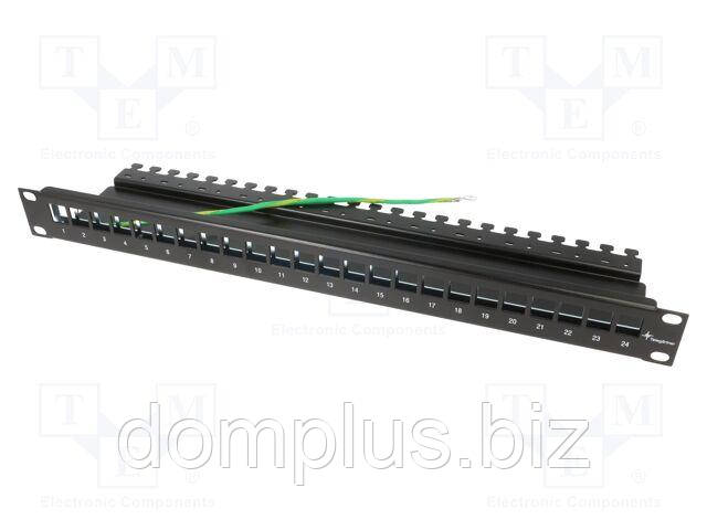Патч панель; RJ45; Cat 5e; неекранований; чорний; 44 мм, фото 1