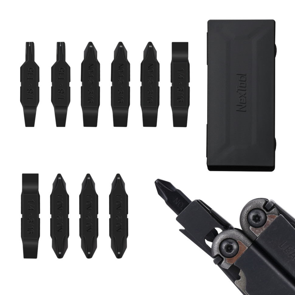 Набор бит NexTool Flagship Captain и Pocket tool, 10 двусторонних бит, инструментальная сталь S2, кейс полипропилен, фото 1