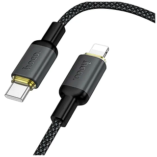 Кабель Type-C Lightning 1м 30W силикон для зарядки Hoco X128 Benefit черный
