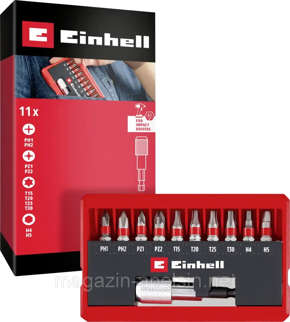 Біти Einhell Bit Taschenbox 11tlg 118663 11 предм. PH, PZ, внутрішній шестигранник, TX
