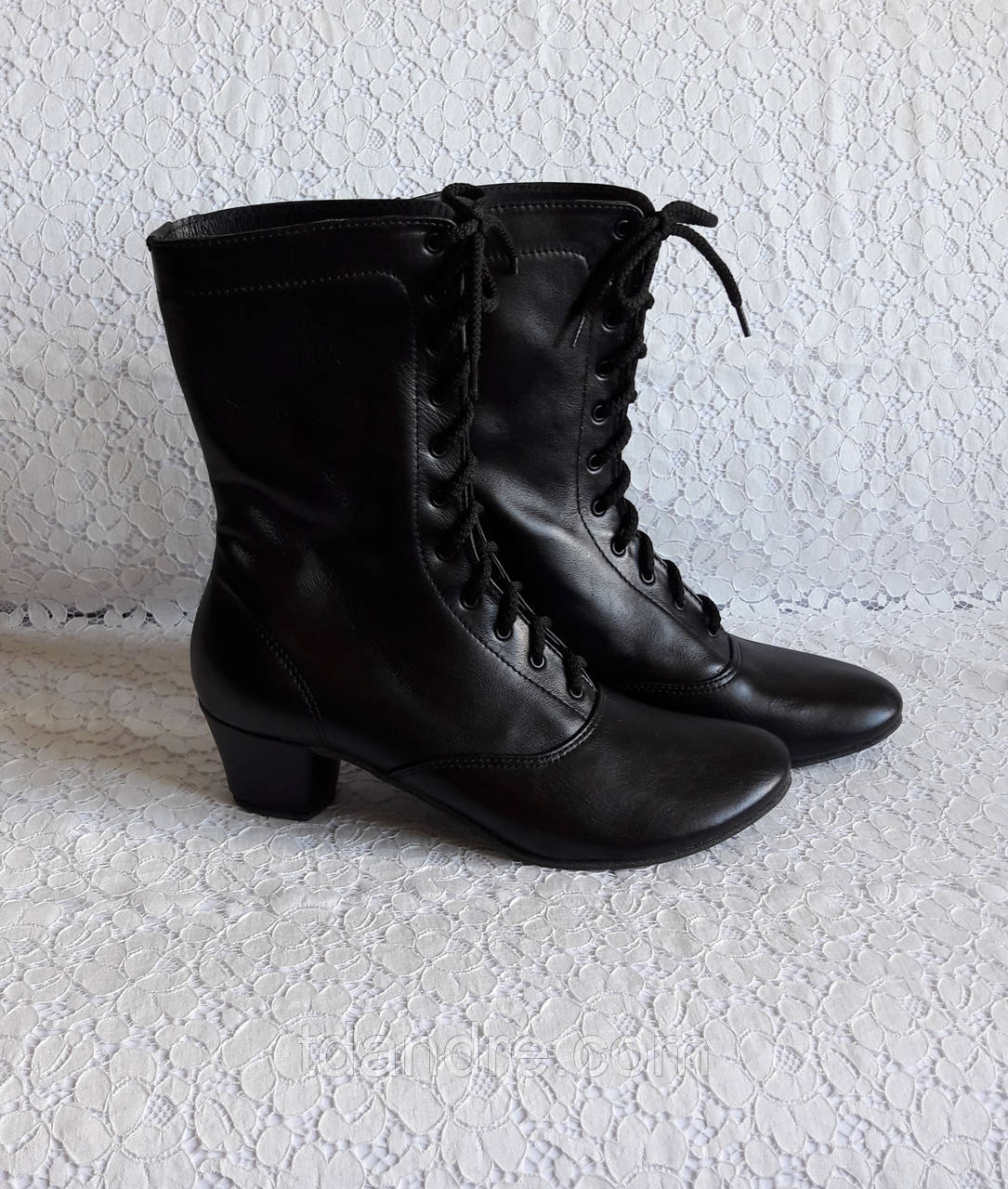 Черевики народні чорні на шнурках, фото 1