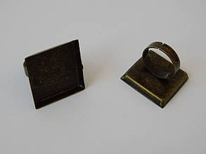 Перстень "Квадрат" 25*25 мм Бронза