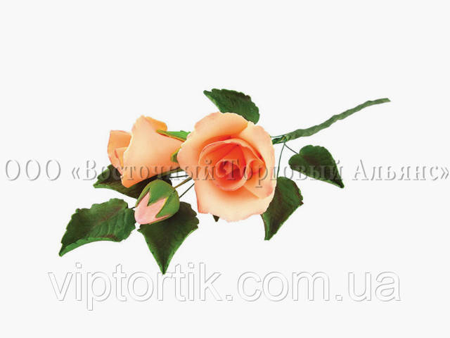 Букет из мастики - Роза с бутонами ОРАНЖЕВАЯ d-120 - фото 7 - id-p525471158