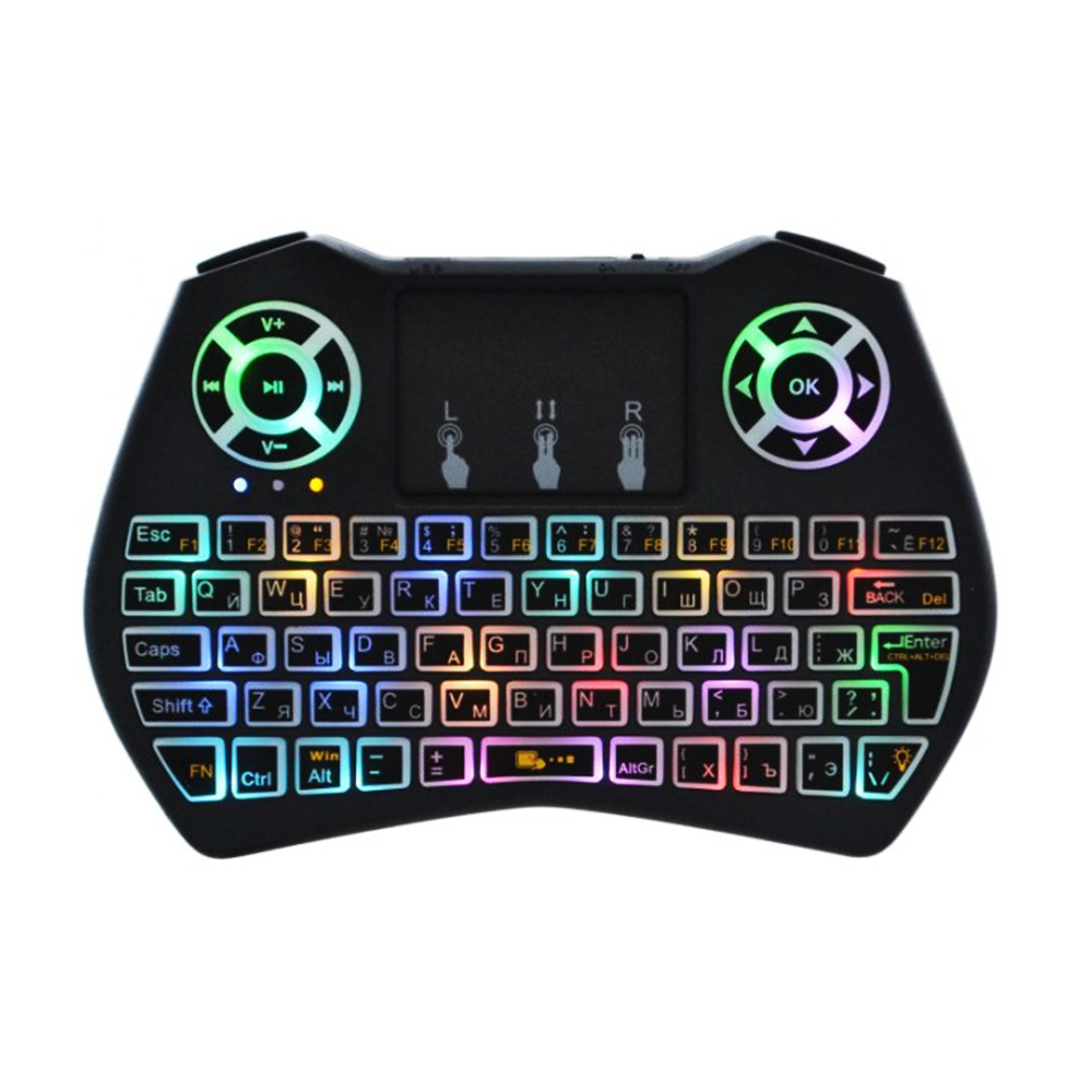 

Беспроводная мини клавиатура Rii i9 с тачпадом и LED подсветкой, Черный