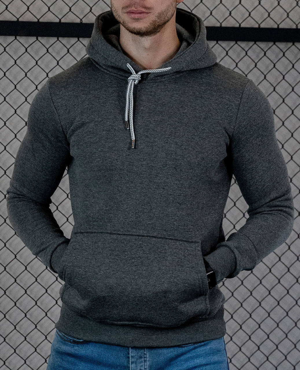 

Мужская толстовка Худи теплая серая/ Турция, Серый