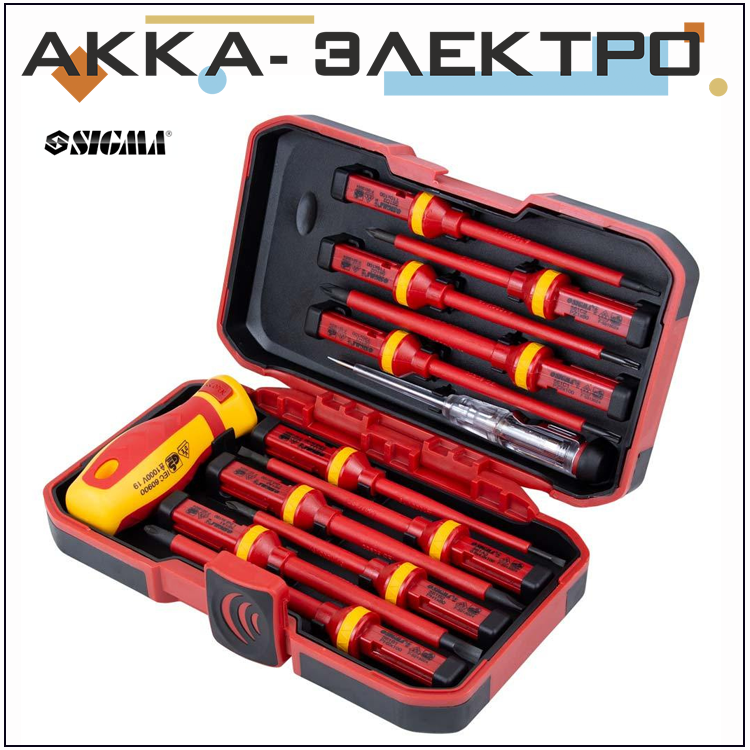 

Набор отверток диэлектрических 11шт + отвертка-индикатор 250В CrV (пласт кейс) SIGMA (4008411)