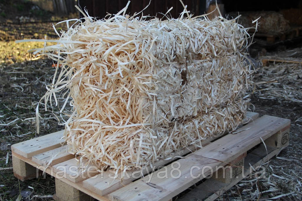 Стружка деревна для декору і упаковки, тюк 20 кг(деревна шерсть, дерев'яна стружка)