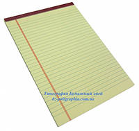 Блокнот Legal pad (LEGALPAD A4), стандарт, жовтий з бордовою окантовкою, 50 аркушів