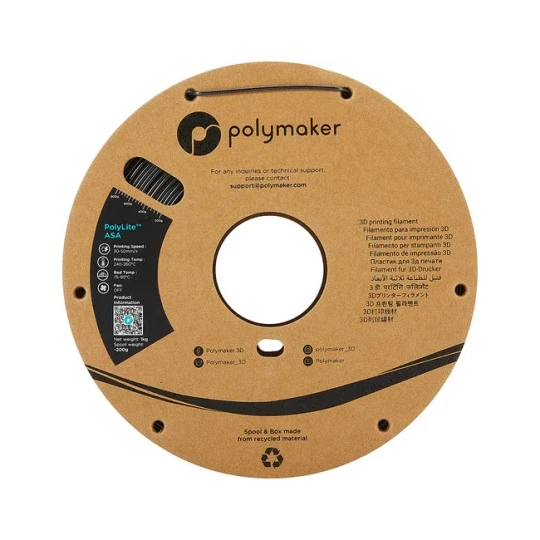 Нить Polymaker PolyLite ASA 1,75мм 1кг - чёрная, фото 1