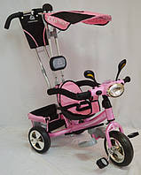 Триколісний велосипед WS862EW-M (світиться фара), поліуретанові колеса. Рожевий