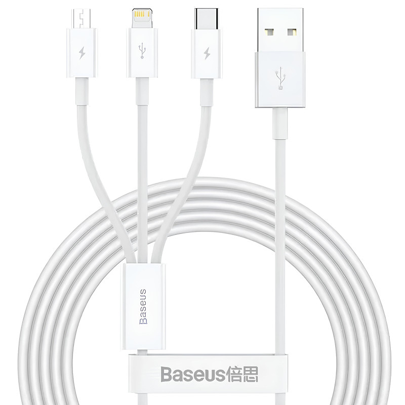 Дата кабель Baseus Superior Series USB to MicroUSB-Lightning-Type-C 3.5A (1.5m) (CAMLTYS)