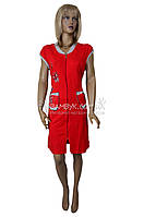 Халат Однотонний Трикотажний Літній З Коротким Рукавом На Блискавці Прикрашений Вишивкою "Marylin" №024