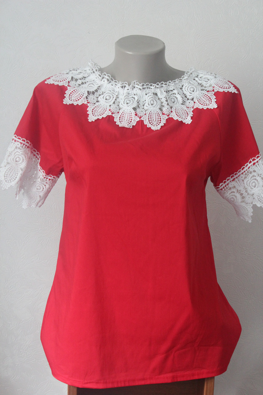 Блуза бавовняна з кружевом, фото 1