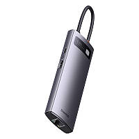 Концентратор Baseus HUB METAL GLEAM  6-PORT, Gray  Type-C to HDMI4K60Hh*1+USB3.0x3+PD+RG4
