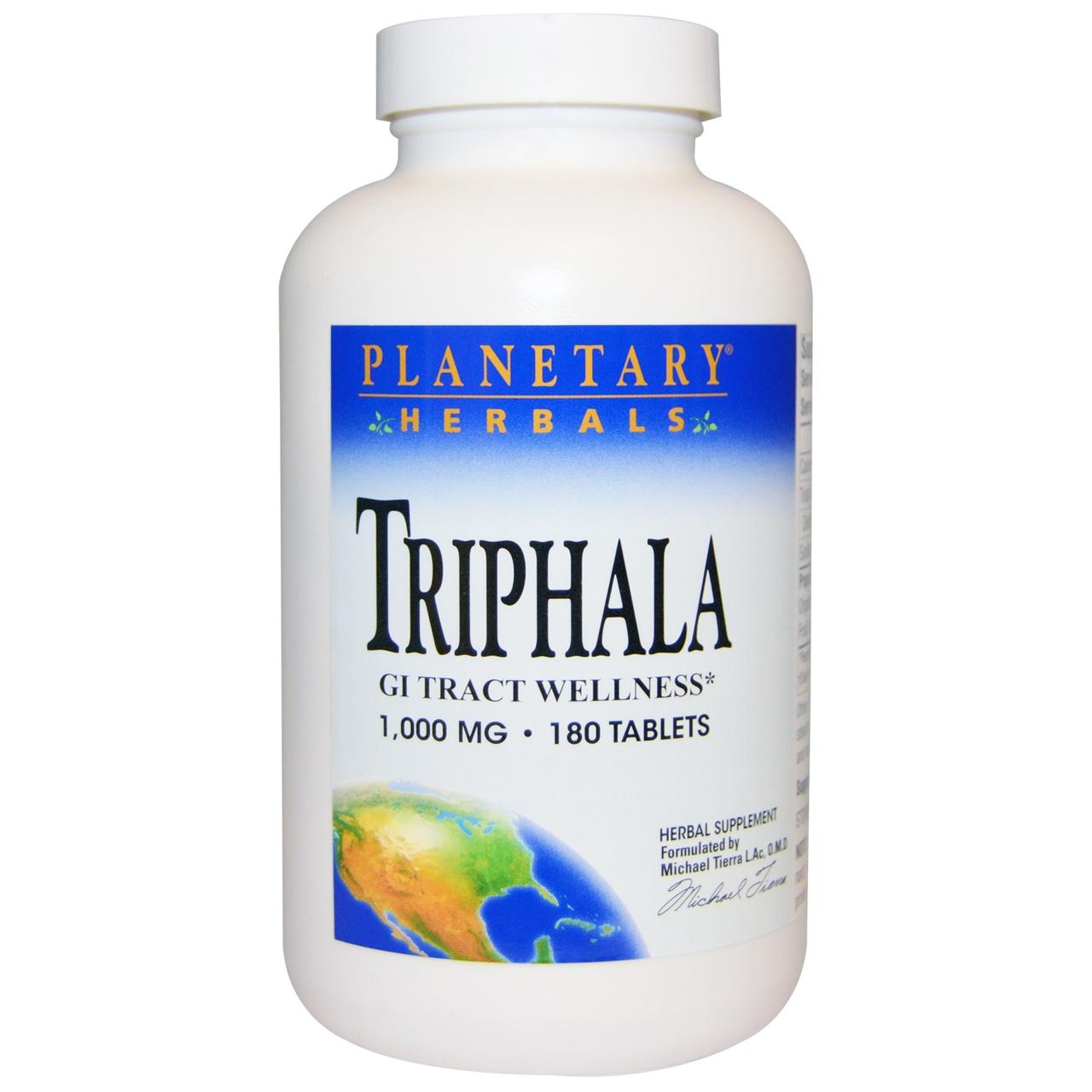 Planetary Herbals, Трифала, здоров'я шлунково-кишкового тракту, 1,000 мг, 180 таблеток