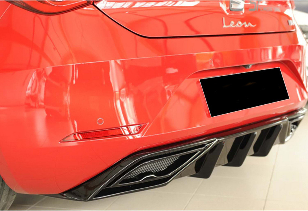 Задний диффузор DPT V-2 для Seat Leon 2020- рр. (черный глянец) ABS-пластик, фото 1