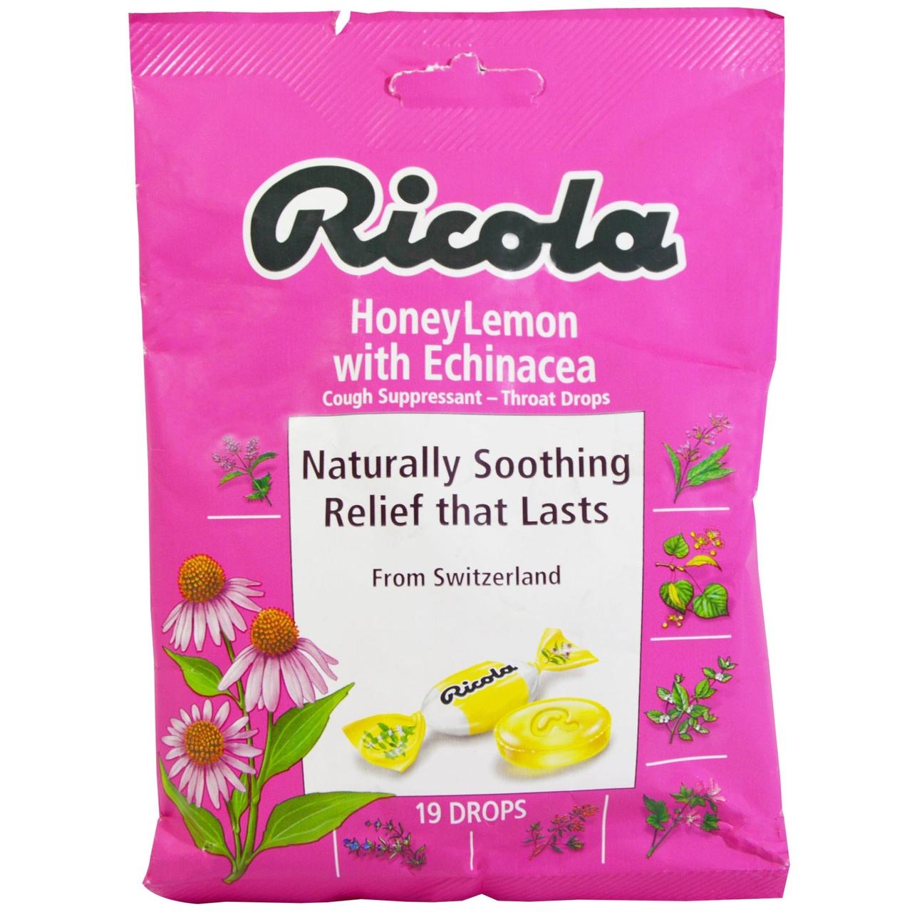 Ricola, HoneyLemon, засіб від кашлю з ехінацеєю, 19 драже