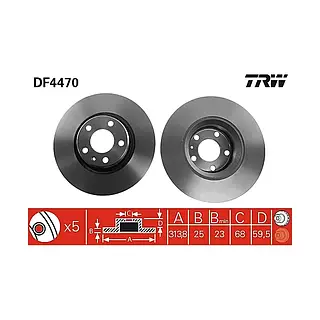 Тормозной диск TRW DF4470 на AUDI A6 C6 (4F2)