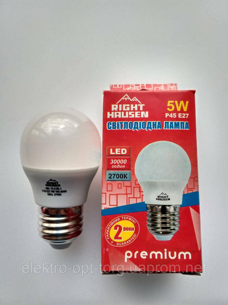 RIGHT HAUSEN LED КУЛЯ 5W 2700K E27 HN-155021