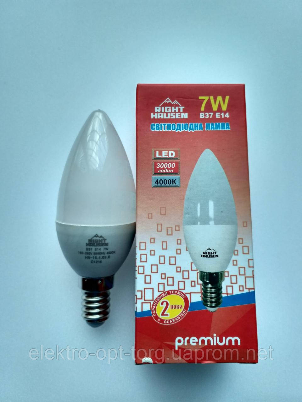 RIGHT HAUSEN LED СВЕЧА 7W E14 4000K HN-154030