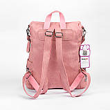 Сумка рюкзак жіноча шкіряна з заклепками з боків (сіра), фото 2