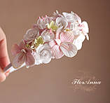 "Повітряна ніжність" обруч для волосся з квітами з полімерної глини, фото 3