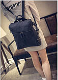Сумка рюкзак жіноча шкіряна з заклепками з боків (чорна), фото 3