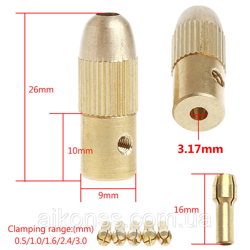 3,17 мм Мини патрон цанговый PCB для мини дрель . 5 цанг - фото 1 - id-p526180567