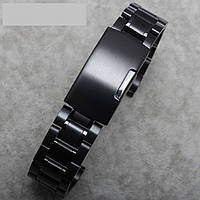 Браслет для годинника з неіржавкої сталі, литий, чорний. 18 мм