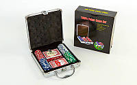Набор для покера 100 фишек в алюминиевом кейсе Poker Game Set 2470: фишки с номиналом, вес 11,5г