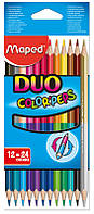 Карандаши цветные Maped COLOR PEPS Duo 12шт/24цв двусторонние (MP.829600)